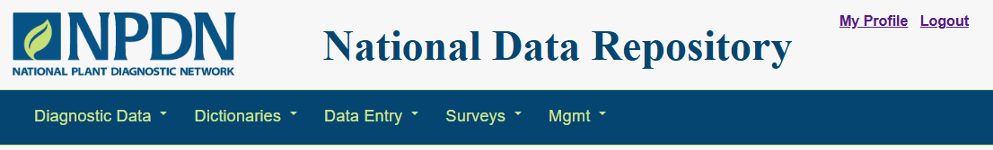 The website header of the NPDN National Data Repository